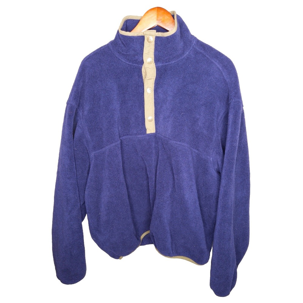 Vintage Woolrich Fleece Pullover Size Large Made In USA Navy Blue